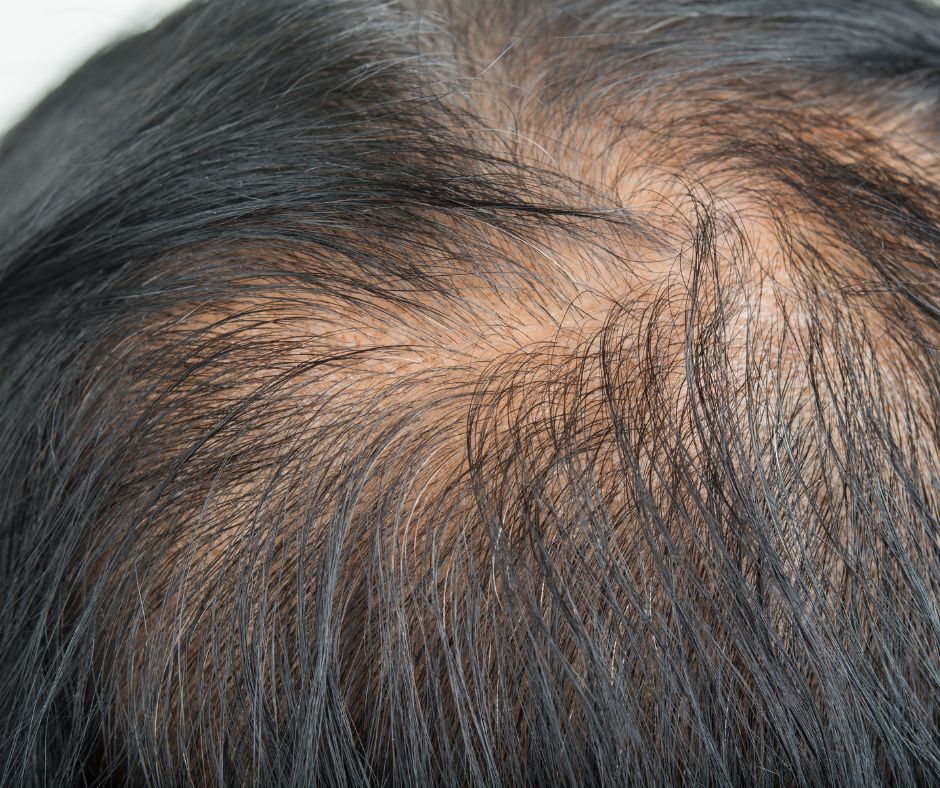 Woman with hair loss receiving treatment